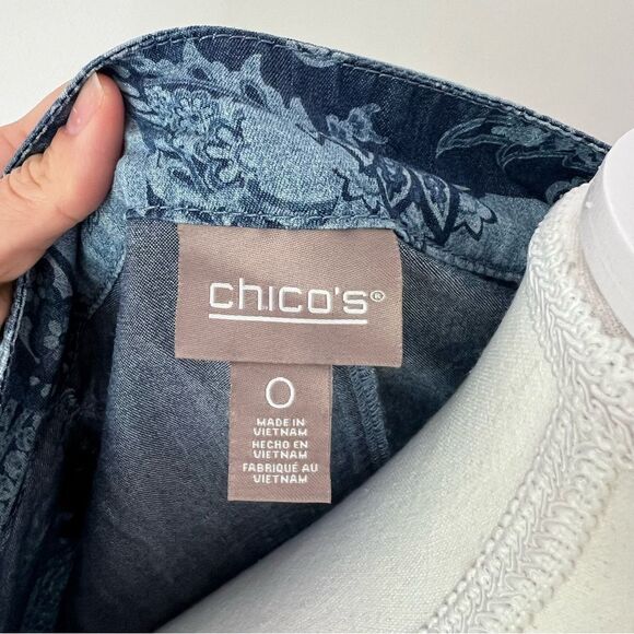 Chico’s Paisley Chambray Utility Jacket Size Small - Picture 9 of 11